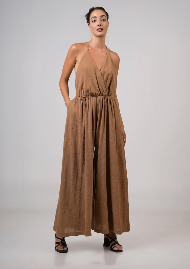 Jumpsuit εξώπλατο με τσέπες