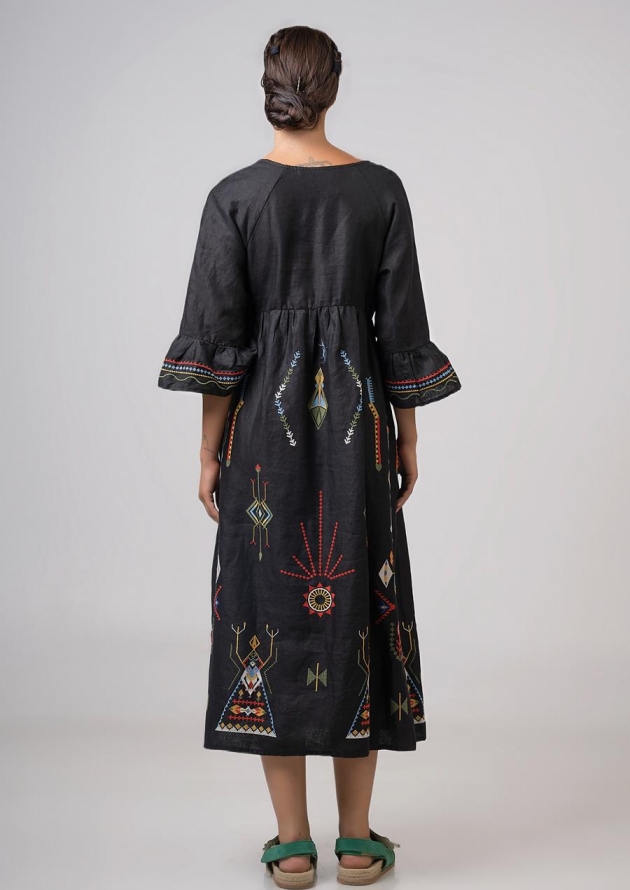 Φόρεμα midi 3/4 μανίκια