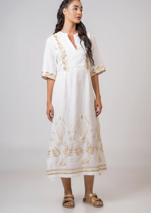 Φόρεμα midi με 3/4 μανίκια