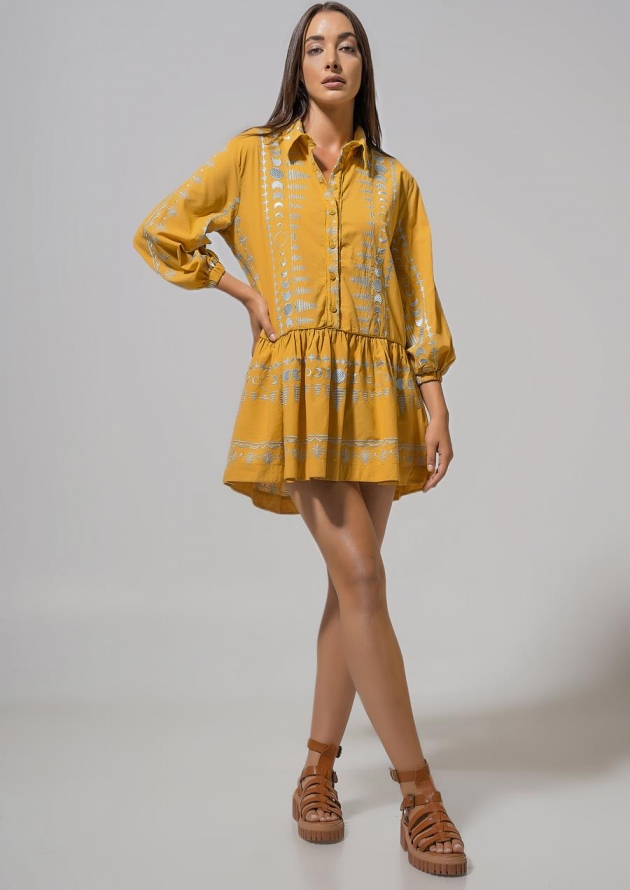 Φόρεμα κοτνό με κέντημα